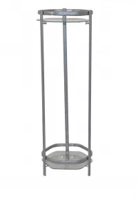 Blumenständer aus Metall mit 2 Glasböden – Alufarben, Höhe 86 cm