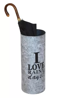 Vintage Regenschirmständer „Rainy Days“ aus verzinktem Metall – Grau, Ø 23 x H 56 cm