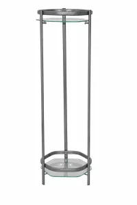 Blumenständer aus Metall mit 2 Glasböden – Alufarben, Höhe 86 cm