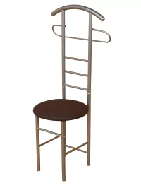 Herrendiener mit Sitzfläche, braun – stabiler Kleiderbutler aus Metall mit Hosenbügel