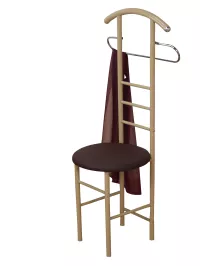 Eleganter Herrendiener – Kleiderbutler aus Metall in Beige mit brauner Sitzfläche