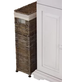 Raumspar-Wäschekorb aus Rattan, handgeflochten, naturgrau