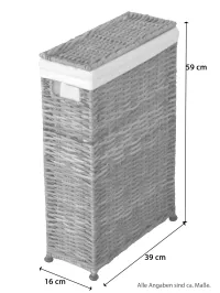 Raumspar-Wäschekorb aus Rattan, handgeflochten, naturgrau