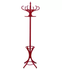  Eleganter Garderobenständer aus Massivholz Birke – Rot mit Schirmhalter