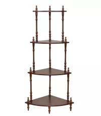 Eckregal Rusti mit 4 Böden, nussbaum