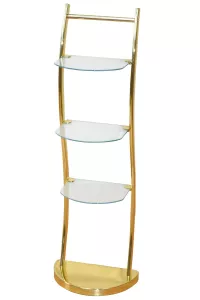 Badregal Messingfarben 102 cm – Schmales Standregal mit 3 Glasböden