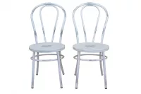 Metallstuhl 2er-Set, antik weiß
