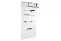 Garderobenpaneele, Wandgarderobe aus Holz 120x60 cm, weiß beschichtet, mit Glasablage