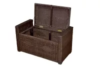 Braune Sitzbank - Wäschetruhe aus Rattan mit Stauraum & gepolstertem Kissen