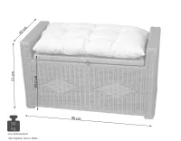 Weiße Sitzbank - Wäschetruhe aus Rattan mit Stauraum & gepolstertem Kissen