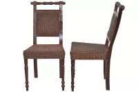 Esszimmerstuhl 2er Set, aus Rattan handgeflochten, braun
