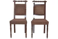 Esszimmerstuhl 2er Set, aus Rattan handgeflochten, braun