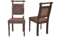 Esszimmerstuhl 2er Set, aus Rattan handgeflochten, braun