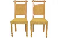 Esszimmerstuhl 2er Set, aus Rattan handgeflochten, beige