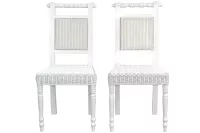 Esszimmerstuhl 2er Set, aus Rattan handgeflochten, weiß