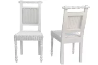 Esszimmerstuhl 2er Set, aus Rattan handgeflochten, weiß
