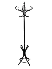 Eleganter Garderobenständer aus Massivholz Birke – Schwarz mit Schirmhalter