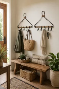 2er-Set Garderobenleisten im Kleiderbügel-Design mit verschiebbaren Haken