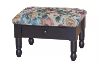 Fußschemel mit Schubkasten – Gepolsterter Gobelin-Hocker aus Kiefernholz