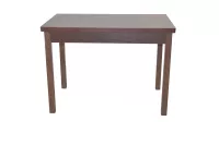 Auszugs-Esstisch Massivholzgestell - Nussbaum-Dekor, pflegeleichte Melaminplatte, 104–164 cm