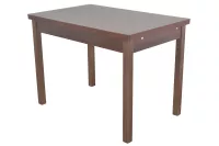 Auszugs-Esstisch Massivholzgestell - Nussbaum-Dekor, pflegeleichte Melaminplatte, 104–164 cm