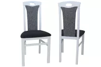 2er Set Esszimmerstühle aus massiver Buche – weiß lackiert, gepolstert in Grau-Anthrazit
