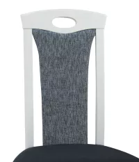 2er Set Esszimmerstühle aus massiver Buche – weiß lackiert, gepolstert in Grau-Anthrazit