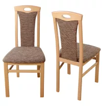2er-Set Stühle aus massiver Buche – bequeme Polsterung & robuster Strukturstoff in Cappuccino