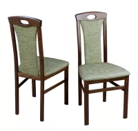 2er-Set Massivholzstühle Buche nussbaumfarben – Komfortpolster & Strukturstoff Olivgrün