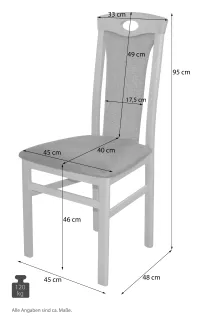  Esszimmerstuhl aus Massivholz (2Stück), weiß / graphit