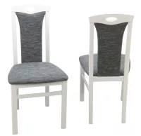 2er-Set Esszimmerstühle aus Massivholz Buche in Weiß mit Polsterung in Graphit