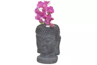 Buddha Pflanzkübel grau 34 cm – Deko-Pflanztopf aus Polyresin für Garten & Haus