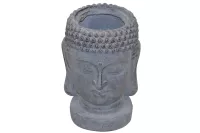 Buddha Pflanzkübel grau 34 cm – Deko-Pflanztopf aus Polyresin für Garten & Haus