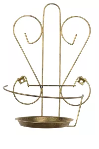 Dekorative Wandblumenampel aus Metall in Antik-Gold mit Vintage-Ornamenten