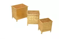 3-tlg. goldfarbenes Blumentopf-Set 