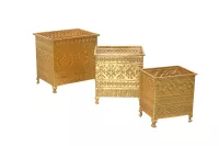 3-tlg. goldfarbenes Blumentopf-Set 