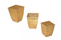 3-tlg. goldfarbenes Blumentopf-Set 