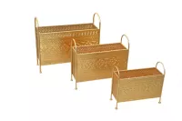 3-tlg. goldfarbenes Blumentopf-Set 