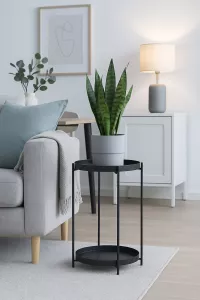 Blumenständer „Modern Line“ – Metall Schwarz – 46 cm Höhe – Pflanzenständer