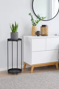 Blumenständer „Modern Line“ – Metall Schwarz – 58 cm Höhe – Pflanzenständer