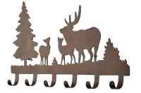 Hakenleiste Waldidylle aus Metall – Braun beschichtet, 6 Haken, rustikal im Landhausstil