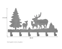 Hakenleiste Waldidylle aus Metall – Braun beschichtet, 6 Haken, rustikal im Landhausstil