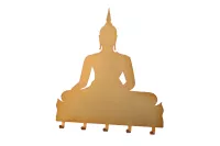 Design-Wandgarderobe Buddha – Metall, goldfarben beschichtet, 5 Haken, stilvolle Flur-Deko