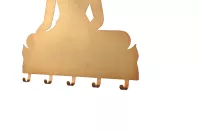 Design-Wandgarderobe Buddha – Metall, goldfarben beschichtet, 5 Haken, stilvolle Flur-Deko