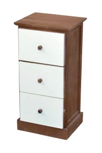 Kleine Schubkastenkommode – Massivholz Paulownia – creme & nussbaumfarben