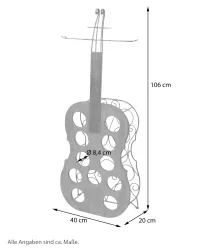 Dekoratives Flaschenregal Gitarre – Rustikal, für Weinflaschen & Gläser, 106 cm hoch