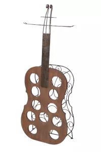 Dekoratives Flaschenregal Gitarre – Rustikal, für Weinflaschen & Gläser, 106 cm hoch