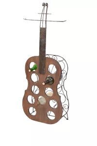 Dekoratives Flaschenregal Gitarre – Rustikal, für Weinflaschen & Gläser, 106 cm hoch