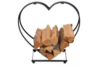 Herzförmiges Kaminholzregal – Stilvolle Holzaufbewahrung aus Metall 53 cm