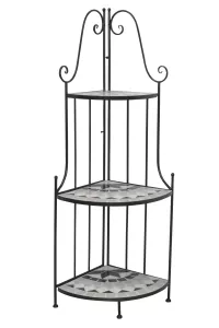 Elegantes Eckregal aus Metall mit Mosaik – 120 cm hoch, für Balkon, Garten oder Bad